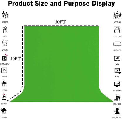 Green Screen Backdrop for Photoshoot, Fabric 10x10ft | Polyester Studio Photo - Image 3