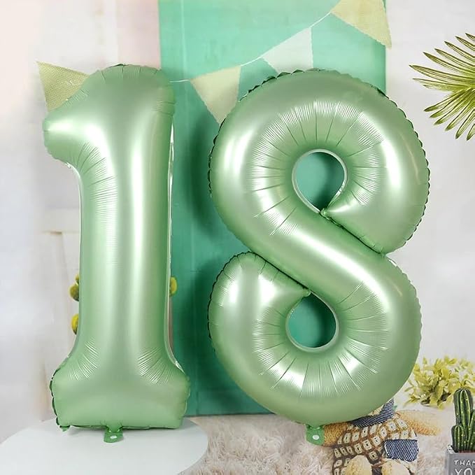 40 Inch Number 9 Balloon, Olive Green Birthday Decorations - Image 4