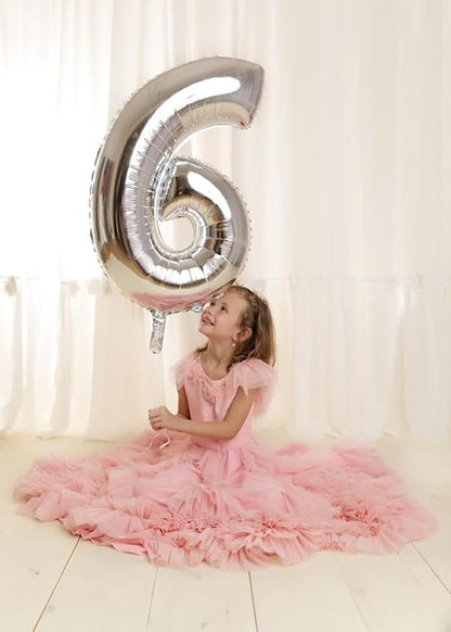 Number Balloons 6 Balloon Silver - Image 3