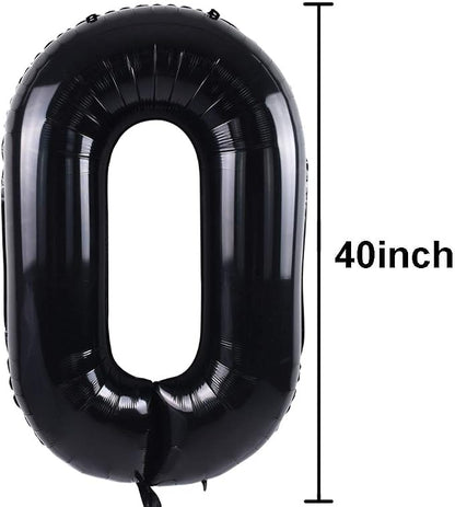 TONIFUL 40 Inch Black Foil Number 0 Balloon, Milestone Birthday Decorations | - Image 2