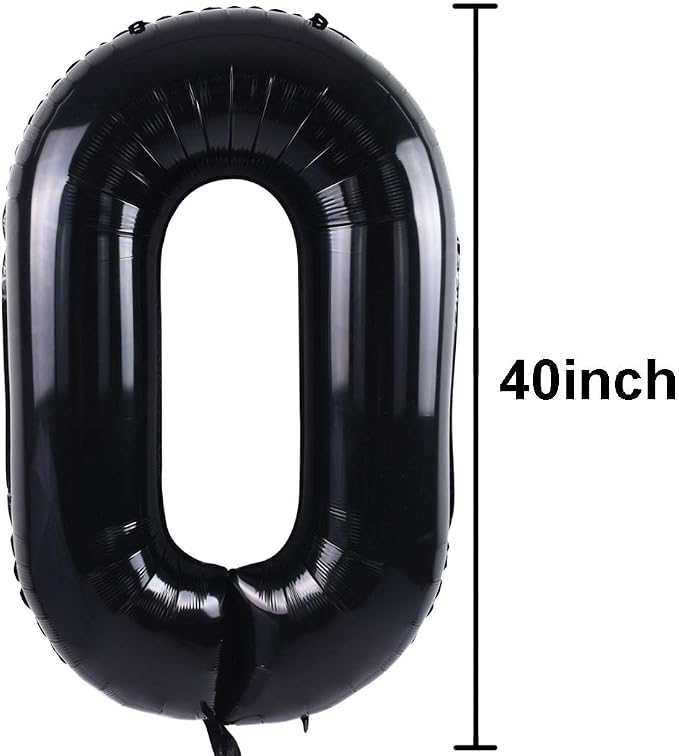 TONIFUL 40 Inch Black Number 40 Balloon Large Foil 40th Birthday Decoration | - Image 2