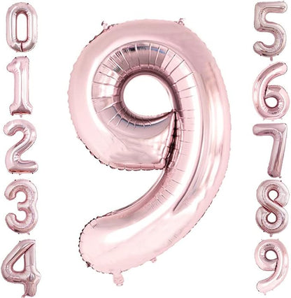 Rose Gold Foil Balloons Number 9, Huge Number Balloons by GOER
