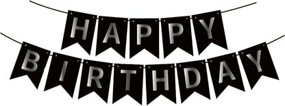 ZHENGYE Black Happy Birthday Banner by ZHENGYE