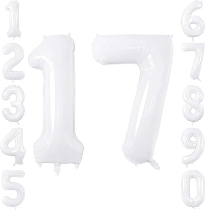 White Number 17 Balloon 40 Inch, Large White Foil Balloons by Unknown