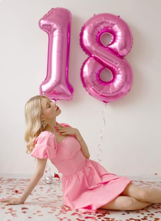 Pink Number 8 Balloon 40 inch, Balloon numbers party supplies, deco photo shoot - Image 6