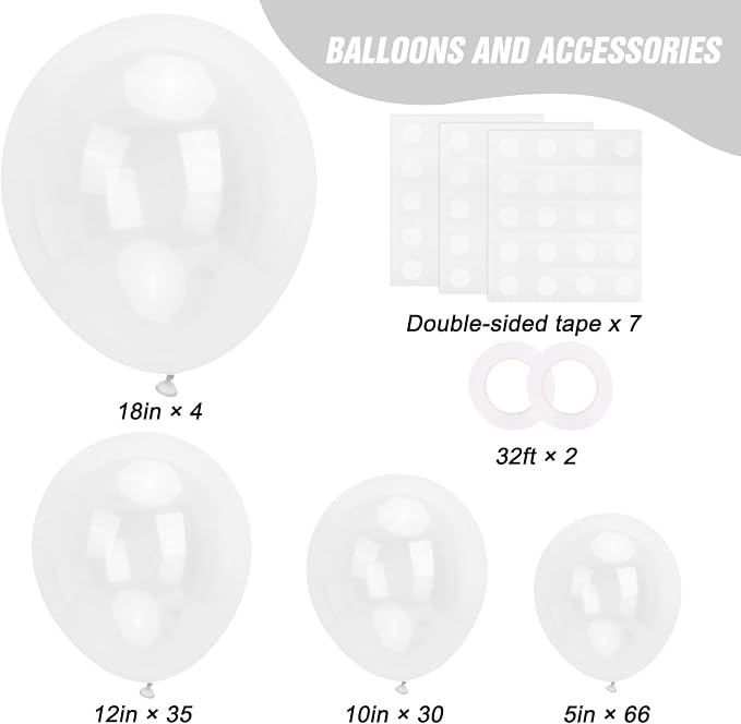 RUBFAC 135pcs Clear Balloons, Latex Transparent Balloon Different Sizes 18 12 - Image 2