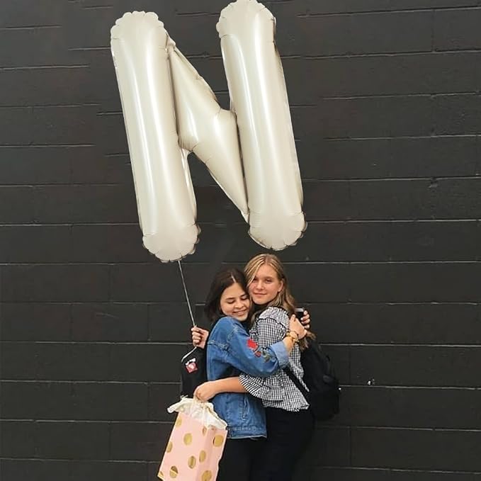 TONIFUL 40 Inch Large Cream White N Letter Balloon, Self Sealing, Anniversary - Image 5