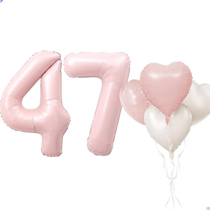 Pink 47 Balloon Number Pastel Pink 47th Birthday Party Decorations by Unknown