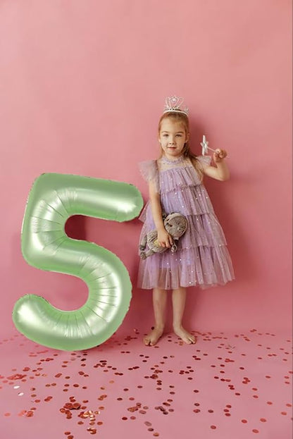 40 Inch Number 5 Balloon, Olive Green Birthday Decorations - Image 2