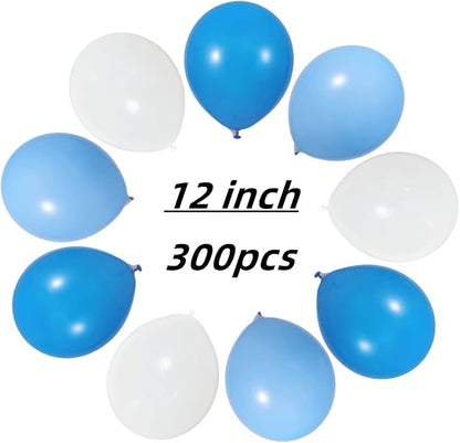 300 Pack Blue and White Balloons 100 of each of the 3 colors 12 inch White Blue - Image 2