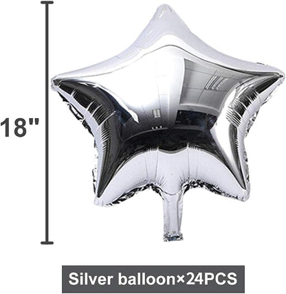 24 Pcs 18" Silver Star Balloons Foil Balloons Mylar Balloon - Image 2
