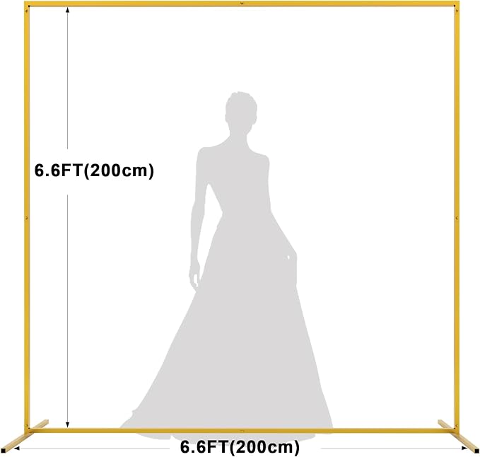 Asee'm 6.6FTx6.6FT Gold Wedding Arch Backdrop Stand Square Metal | Rectangular - Image 2