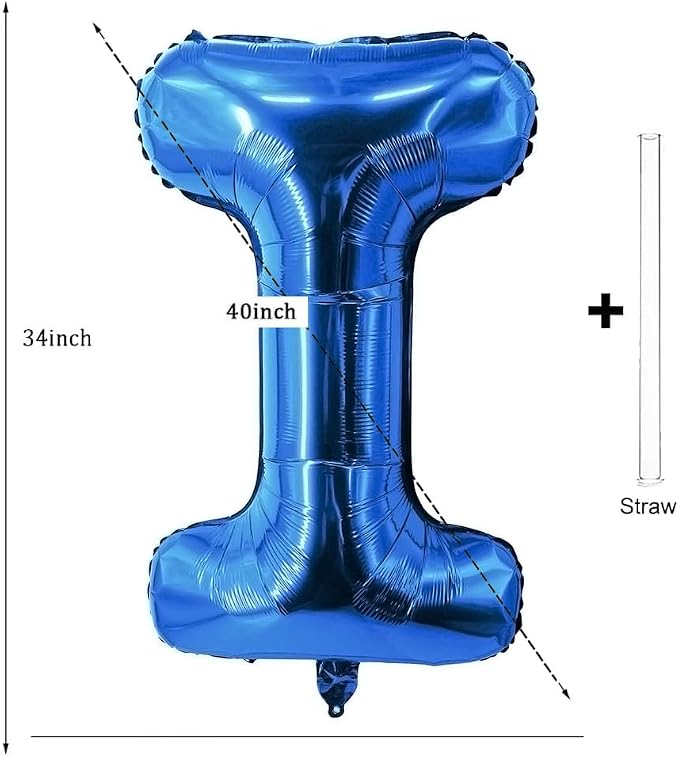 Letter Balloons 40 Inch Blue Giant Alphabet Balloons Letter I | Foil Mylar Big - Image 2