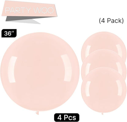 PartyWoo Pale Pink Balloons 4pcs Light Pastel Baby Pink Color | 36 Inch Balloons - Image 3