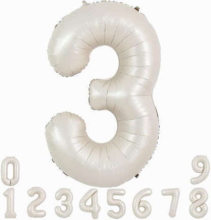 TONIFUL 40 Inch Cream White Large Numbers Balloon 0-9 Birthday Party Decorations by TONIFUL