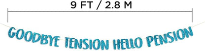 Pre-Strung Goodbye Tension Hello Pension Teal Glitter Banner - Image 4