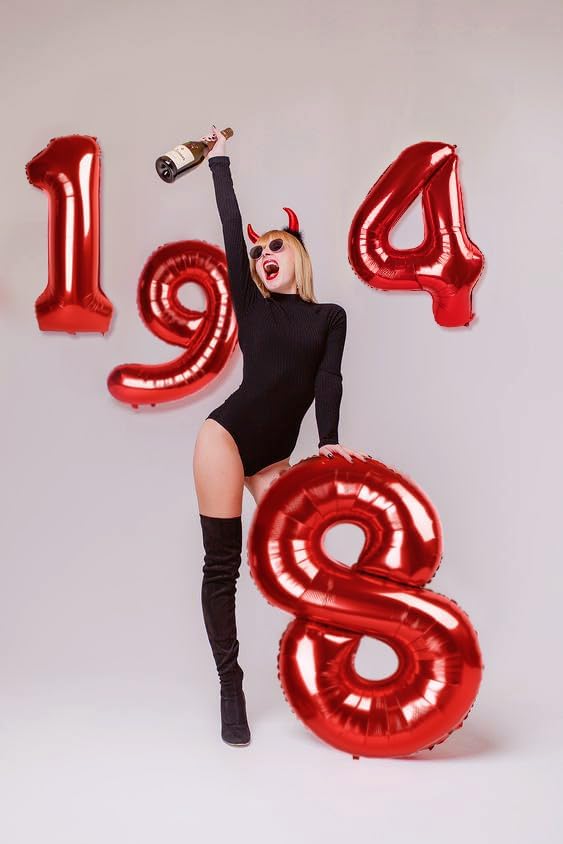 Red 1 Balloon - Number Balloon 40 Inch, 1st Red Birthday Decorations | Large - Image 3