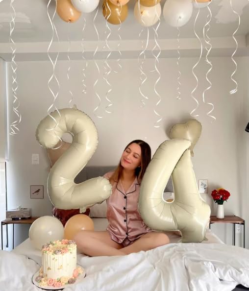 40 Inch Cream White Large Number 24 42 Birthday Balloon, Giant Numbers 24 42 - Image 5