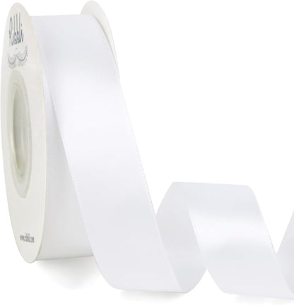 Ribbli Double Faced White Satin Ribbon, 1” x Continuous 25 Yards, Use by Ribbli