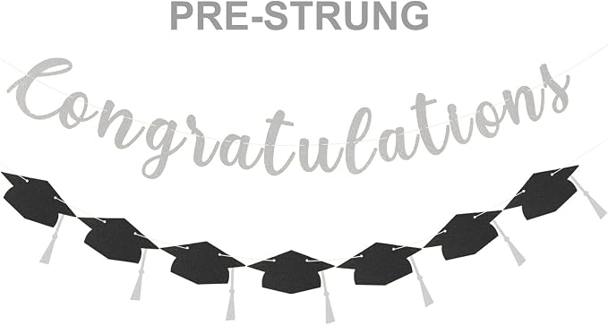 Class of 2026 Graduation Decorations Pre-Strung Glitter Congratulations Banner by Unknown