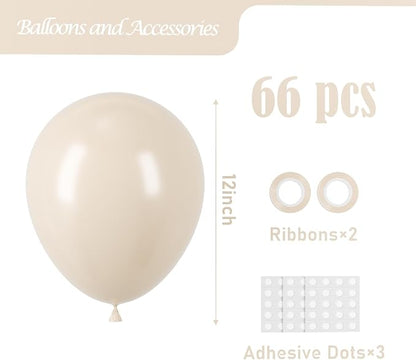 Voircoloria 66pcs White Sand Latex Party Balloons, 12inch | - Image 2