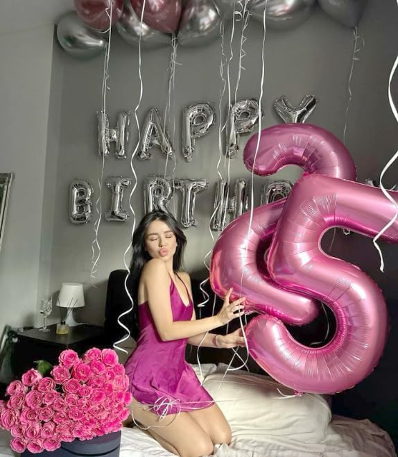 Pink Number 2 Balloon 40 inch, Balloon numbers party supplies, deco photo shoot - Image 5