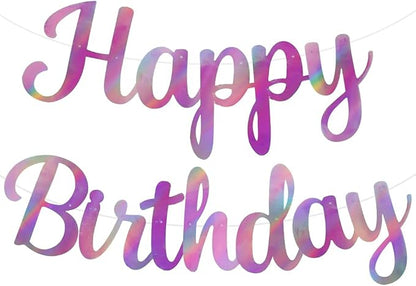 BEISHIDA Double-Sided Rainbow Purple Happy Birthday Banner by Beishida