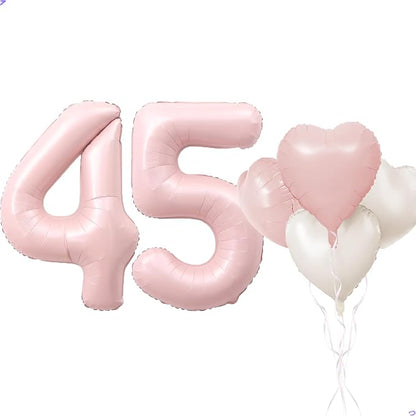 Pink 45 Balloon Number Pastel Pink 45th Birthday Party Decorations by Unknown