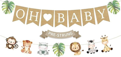 Weecent Pre-Strung 6ft Oh Baby Banner Safari Baby Shower Decorations | Burlap by Weecent