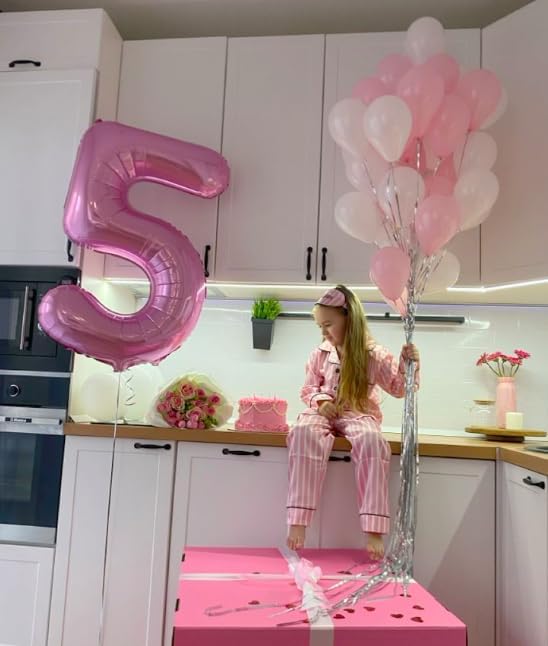 Pink Number 5 Balloon 40 inch, Balloon numbers party supplies, deco photo shoot - Image 4