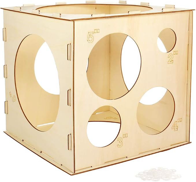 Auihiay 2-10 Inch Collapsible Wood Balloon Sizer Box Cube | Balloon Size by Auihiay