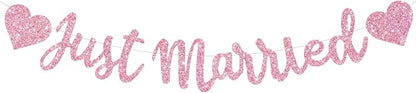 BEISHIDA Pink Just Married Banner by Beishida