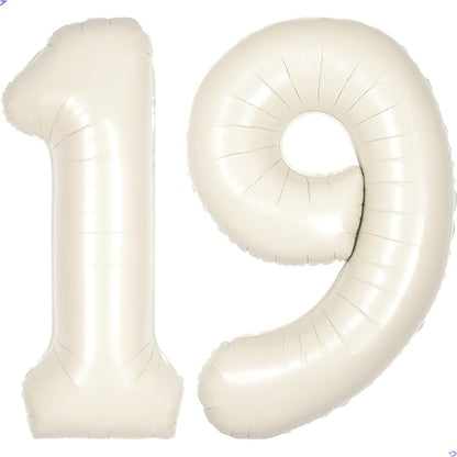Cream White Number 19 91 Balloon by Unknown
