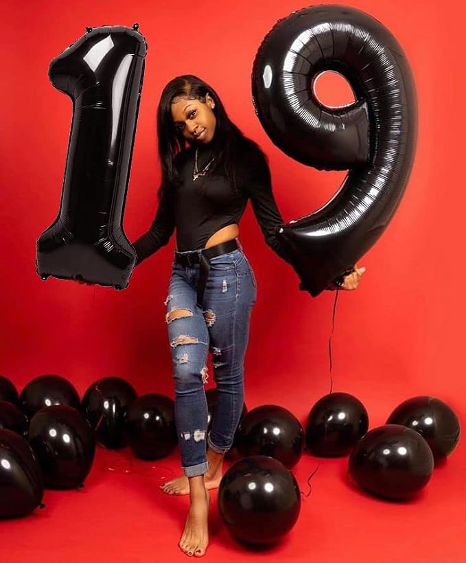 Number Balloons 1 Balloon Black - Image 2