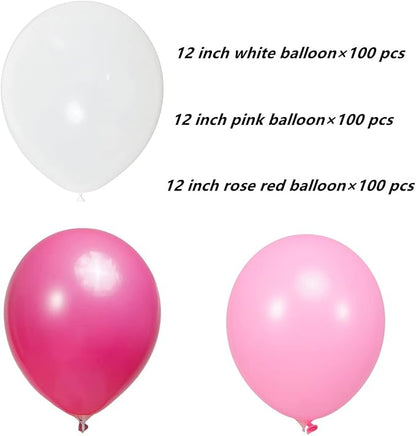 300 Pack Pink and White Balloons 12 inch White Hot Pink Latex Party Balloon Bulk - Image 2
