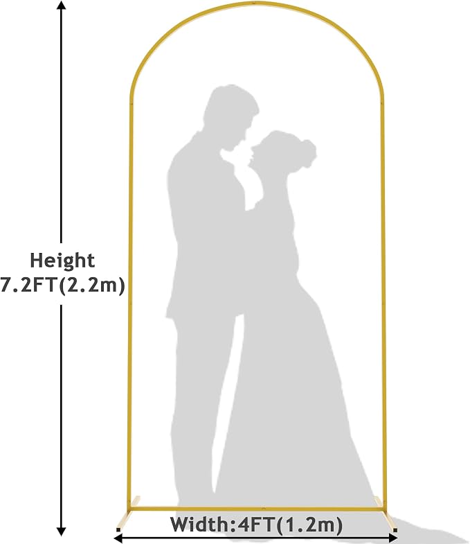 7.2FT Arch Backdrop Stand Gold Metal Wedding Arch Backdrop Stand | Metal - Image 2