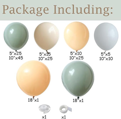 Dusty Green Balloon Arch Kit 162PCS Nude Sand White Neutral Apricot Matte - Image 2