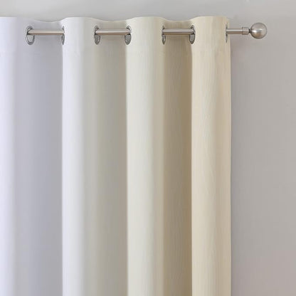Beige and Greyish White Blackout Curtains 102 Inches Long - Image 4