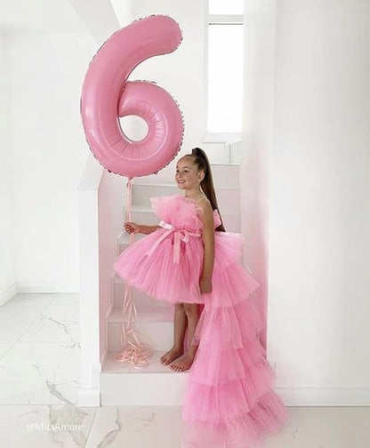 6 Balloon Numbers Birthday Decorations, 40In Pink Balloons - Image 3