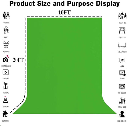 Green Screen Backdrop for Photoshoot, Fabric 10x20ft | Polyester Studio Photo - Image 3