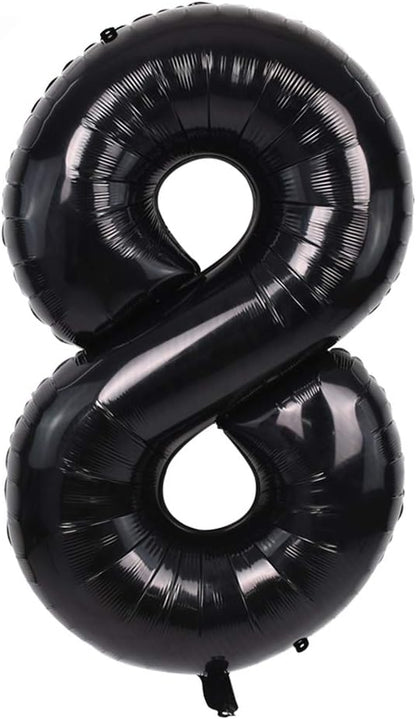 TONIFUL 40 Inch Black Number 8 Balloons Large Foil 8th Birthday Decorations | by TONIFUL
