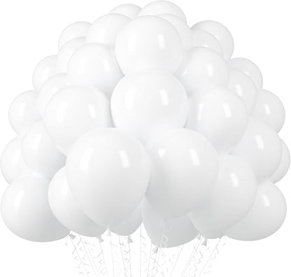 Voircoloria 110pcs White Latex Party Balloons, 12inch | by Voircoloria
