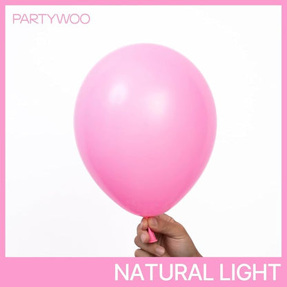 PartyWoo Pink Balloons 101pcs Pink Matte Latex Helium Balloons 12 Inch | Girl - Image 3