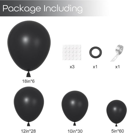Ouddy Party 129Pcs Black Balloons Different Sizes 18 12 10 5 Inch, Latex - Image 2