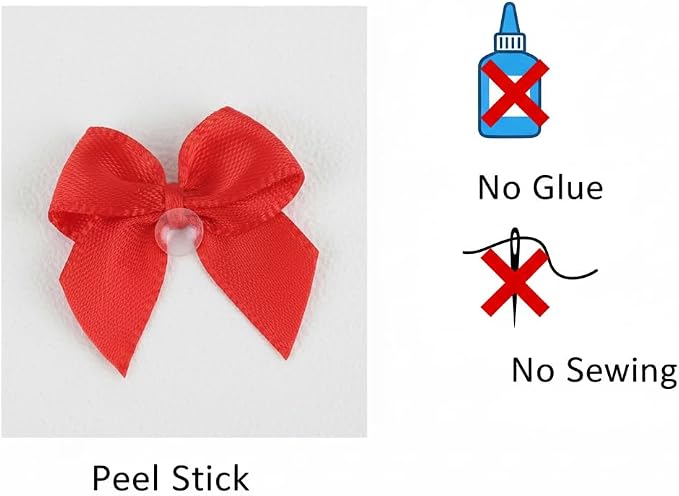 100 Mini Satin Bows with Adhesive Dots, Small Decorative Ribbon Bows - Image 6