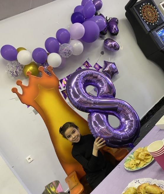 Purple Number 8 Balloon 40 inch, Balloon numbers party supplies, deco photo - Image 4