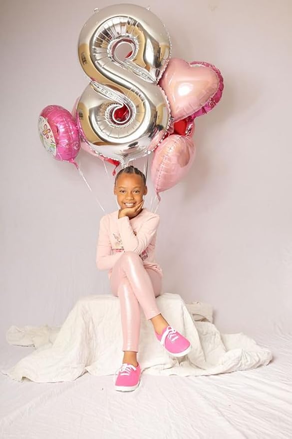 8 Balloon Numbers Birthday Decorations, 40In Silver Balloons - Image 2