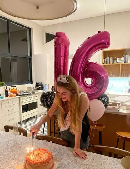 Hot Pink Number 6 Balloon 40 inch, Balloon numbers party supplies, deco photo - Image 5