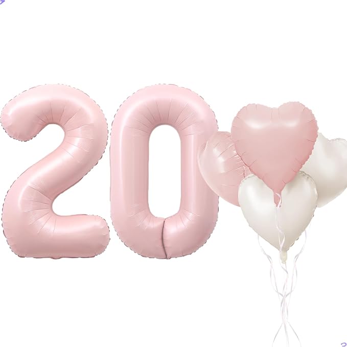 Pink 20 Balloon Number Pastel Pink 20th Birthday Party Decorations by Unknown