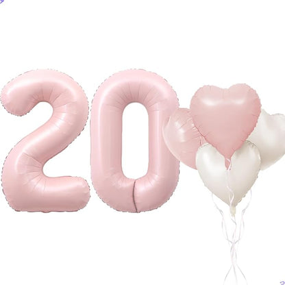 Pink 20 Balloon Number Pastel Pink 20th Birthday Party Decorations by Unknown